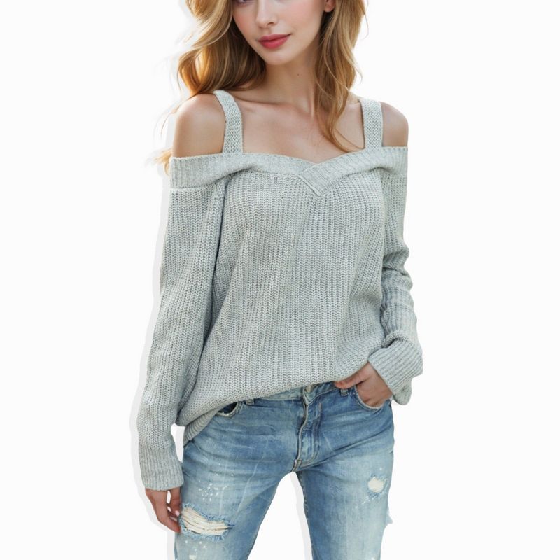 Anna-Kaci Women's Long Sleeve Cold Shoulder Knit Pullover Sweater, 1 of 7