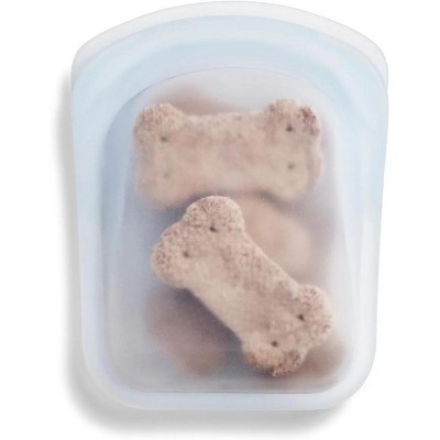 Silicone Reusable Food Storage Pocket Bags, 2-Pack Clear + Aqua, 4 Oz Leak-free