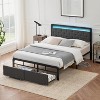 Queen Bed Frame with LED Headboard, 2 Storage Drawers and Metal Slats, No Box Spring, Easy Assembly, Dark Grey (Queen) - 3 of 4