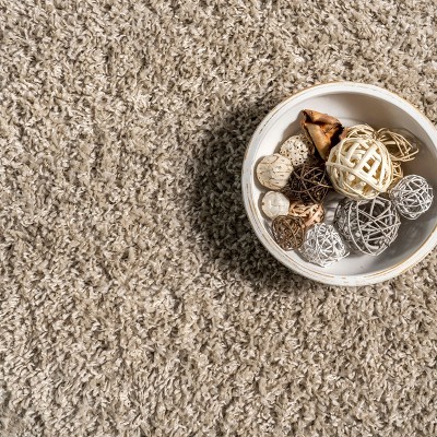 Beige Braided Rectangular Shag Area Rug 4' x 6'