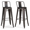 Sapphtopaz 39" Metal Bar Stool Industrial High Chair with Footrest and Slat Backrest Counter Height Barstools Set of 2 for Kitchen Island - 4 of 4