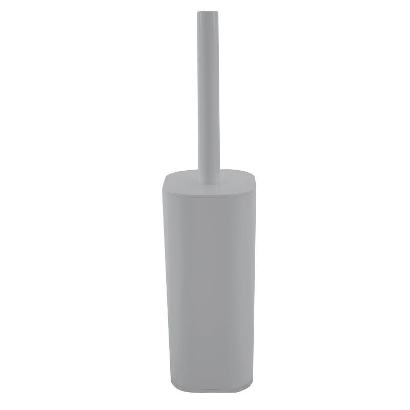 Acrylic Square with Rounded Edges Toilet Brush Holder with Lid Gray - Bath Bliss, 3 of 6