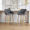 ORRD Modern Bar Stools Set of 2 with Back & Footrest, Linen Fabric Upholstered Counter Stools with Solid Wood Legs for Kitchen Island, Home Bar - 3 of 4