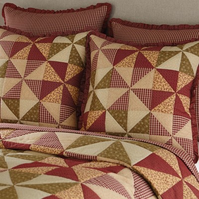 Rustic Patchwork Cotton Euro Sham with Button Closures