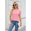 Womens Top Round Neck Loose Fit Short Sleeve Casual T Shirt - 4 of 4