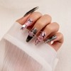 YEVYO Press on Nails Long Rhinestone Square Bling Glossy 3D Flower for Women and Girls On Fake Nails - Pink - 10 Pcs - 4 of 4