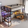 ALEXOUN Twin Size Metal Loft Bed with L Shaped Desk and Storage,Metal Gaming Twin Loft Bed with Shelves and Cabinet for Girls Boys,Teens, Adults, - 4 of 4