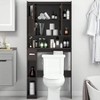Over Toilet Storage Cabinet Bathroom Shelf with Glass Doors Adjustable Shelves Espresso Freestanding Space Save Toilet Rack - 3 of 4