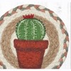 Earth Rugs Cacti 3 Round Coaster – 7"x7" Braided Jute with Hand-Stenciled Succulent Trio for Desert, Boho, or Southwestern Decor - 2 of 3