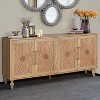 Okak Storage Cabinet with Carved Flower Door, Entryway Cabinet with Metal Handle Sideboard Cabinet for Living Room - 2 of 4
