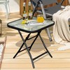 Costway Patio Folding Square Glass Side Table Bistro Coffee Table Plant Stand - 4 of 4