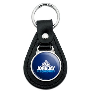 John Jay College of Criminal Justice Bloodhounds Logo Black Leather Keychain - 1 of 4