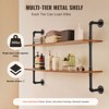 VEVOR Industrial Pipe Shelf, 2 Tier 48x 9.84in, Wall-Mount Floating Rustic Wood Shelves Bracket Display Bookshelf, Black - 3 of 4