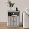 Fluted Farmhouse Night Stand,Fluted Nightstand with Charging Station and Drawers - 3 of 4