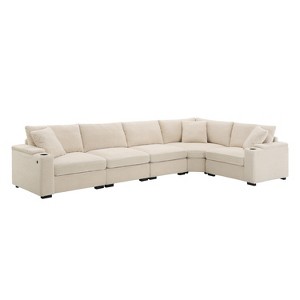 GDFStudio Daniel 106" Corduroy Convertible L Shaped Corner Sofa/Couch with Armrest Storage,Cup Holders - 1 of 4