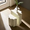 Vynxaria 2PCS Set  Side Table,Wavy Edges Design Fiberglass Coffee Table f,Modern Design End Table - 4 of 4