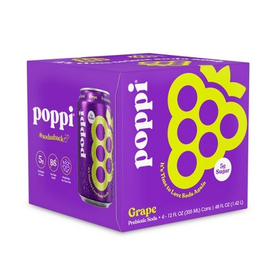 Poppi Grape Prebiotic Soda - 4pk/12 Fl Oz Cans : Target