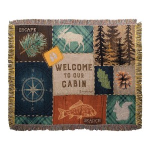 Manual Woodworkers and Weavers Escape to Nature Woven Throw Blanket, 50x60 Inches, Rustic Wildlife-Inspired Cotton Tapestry for Cabin or Lodge Decor - 1 of 3