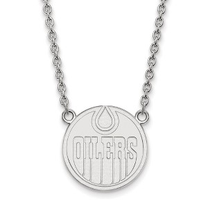 Black Bow Jewelry 14k White Gold Edmonton Oilers NHL Necklace 18 Inch - 1 of 4