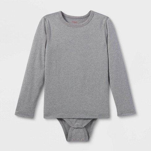 Kids' Adaptive Long Sleeve Bodysuit With Abdominal Access - Cat u0026 Jack™  Gray M : Target