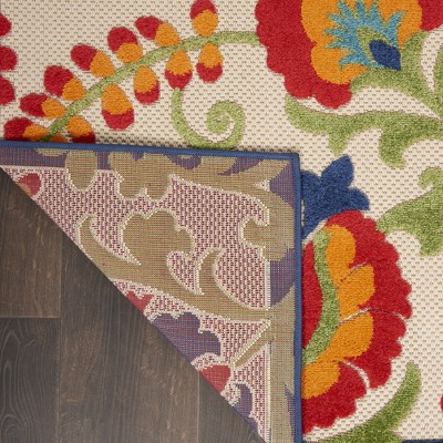Summery Palmette 32"x48" Reversible Multicolor Outdoor Rug