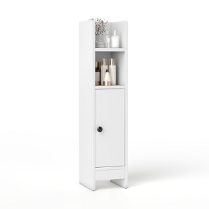 Tangkula Bathroom Storage Cabinet Small Corner Floor Cabinet with Door and Adjustable Shelves Toilet Paper Holder Stand - 1 of 4