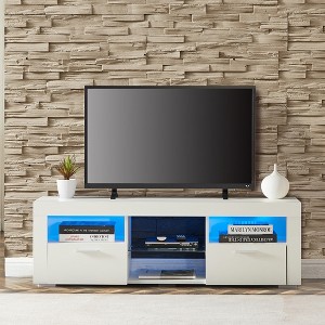 ?Vynxaria Black Modern TV Stand with LED Lights ¨C Stylish Console for Up to 55" TVs - 1 of 4