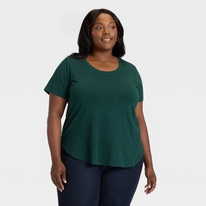 Women's Short Sleeve Scoop Neck Drapey T-Shirt - Ava & Viv™ - 1 of 3
