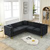 NicBex Velvet Corner Sofa,L-Shaped Sectional Couch with 3 Cushions for Living Room,Apartment,Office,Black - 2 of 4