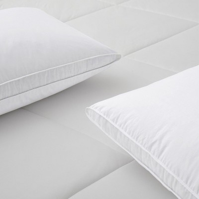 Queen White Goose Down Feather Bed Pillows with Cotton Cover