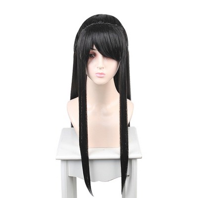 Unique Bargains Women's Wigs 31" Black with Wig Cap Synthetic Fibre