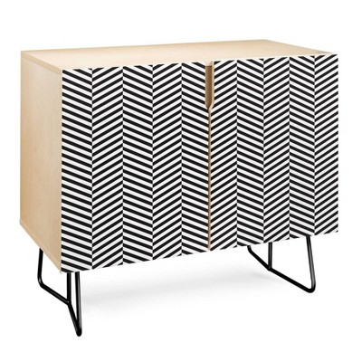 Three of The Possessed Leaves Credenza Black - Deny Designs