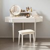 Corner Makeup Vanity Desk with Tri-Fold Rotating LED Mirror, Large Storage & Stool, Adjustable Brightness Dressing Table for Bedroom - 4 of 4