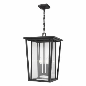 Seoul 3-Bulb Outdoor Hanging Lantern - 14" Glass Shade, Dimmable, Damp Rated, 72" Chain - 1 of 4