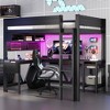 Whisen Wood Full Gaming Loft Bed with Desk, Storage Shelves, LED & Charging Station - 3 of 4