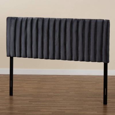 Gray Tufted Leather Upholstered Queen Headboard