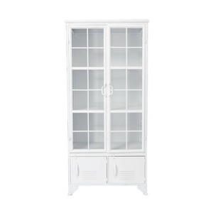 Storied Home Rustic 57.5" Tall Decorative Storage Cabinet White: Iron Frame, 3 Fixed Shelves, 4 Doors - 1 of 4