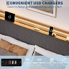 Twin/Full/Queen/King Size Bed Frame with LED Lights & Charging Station, Upholstered Platform Bed with Headboard, No Box Spring Needed, Gray - 4 of 4