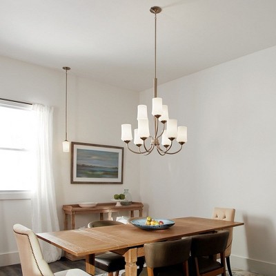 Aubrey Brushed Nickel 9-Light Tapered Chandelier with Satin Etched Opal Glass