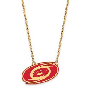 Black Bow Jewelry 14k Yellow Gold Plated Sterling Silver Carolina Hurricanes NHL Necklace 18 Inch - 1 of 4