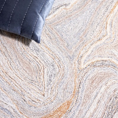 Gray Abstract Handmade Tufted Wool Area Rug 6' x 9'