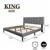 Dexmalle Linen Fabric  Bed Frame with Geometric Upholstered Headboard - 4 of 4