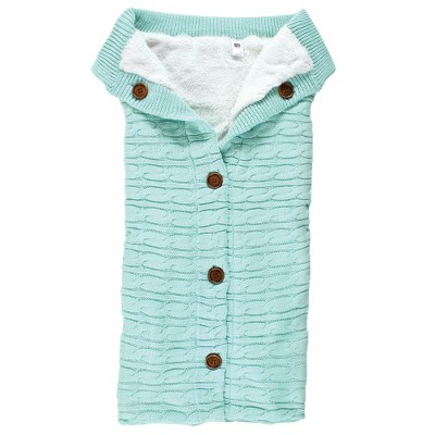 Hudson Baby Unisex Baby Sherpa Knitted Baby Lounge Stroller Wrap Sack, Mint, One Size