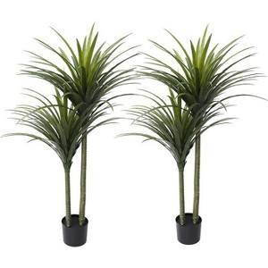 Artificial Dracaena Tree 5FT, Tall Fake Plants for Indoor Outdoor Decor, Large Faux Tree with Pot for Home Office Living Room Decor (2pcs)，beautiful - 1 of 4