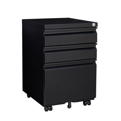 Runesay Mobile Filing Cabinet 3-Drawer with Lock, Legal/Letter Sized Office Storage Filing Cabinet