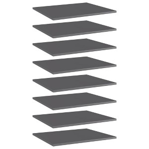 vidaXL Bookshelf Boards 8 pcs High Gloss Gray 23.6"x19.7"x0.6" Engineered Wood - 1 of 4