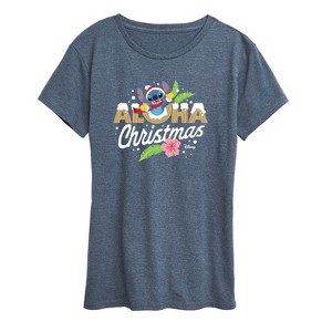 Women's - Lilo and Stitch - Aloha Christmas Short Sleeve Graphic T-Shirt - 1 of 4