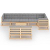 vidaXL Patio Furniture Set 9 Piece Outdoor Sectional Sofa Solid Wood Pine - Natural With Cushions - 3 of 4