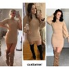 EXLURA Women's Mock Neck Ribbed Long Sleeve Bodycon Pullover Cute Mini Sweater Dress - 3 of 4