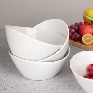 Serving Bowls 8" Porcelain Bowls Set of 4, Large Oval Ceramic Dessert Bowls for Salad Ice Cream Snacks Cereal Pasta Soup, Microwave & Dishwasher Safe - 1 of 4